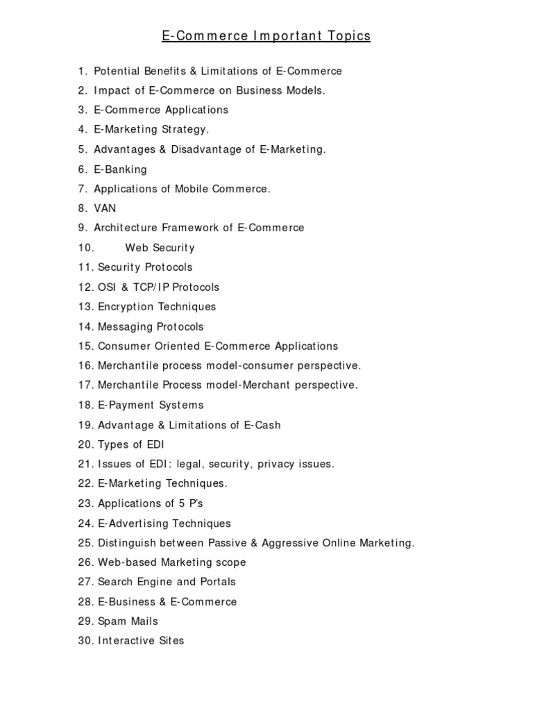 E-Commerce Important Topics | PDF | Business | Technology & Engineering