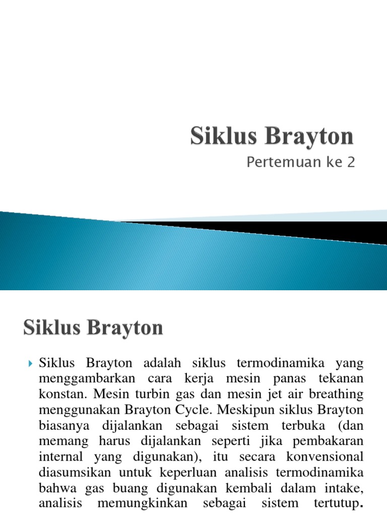 Siklus Brayton: Prinsip dan Aplikasi Turbin Gas | PDF | Sains ...