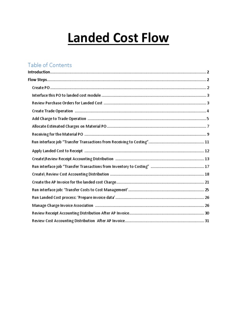 End To End Step by Step Landed Cost Flow | PDF | Invoice | Receipt