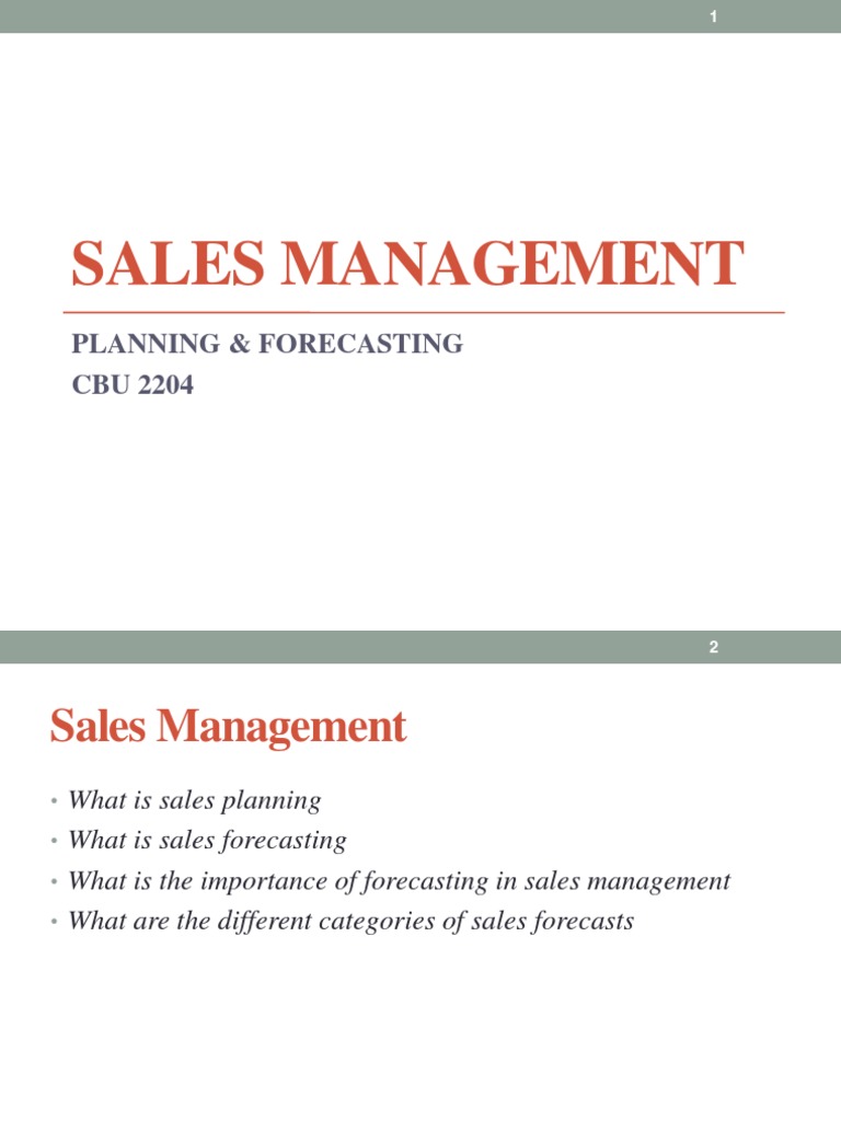 Sales Planning & Forecasting Guide | PDF | Forecasting | Linear Trend ...