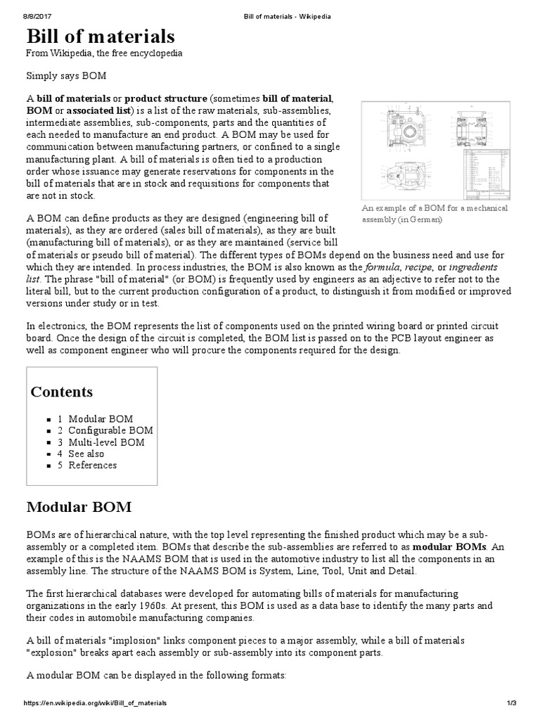 1.bill of Materials - Wikipedia | PDF | Business Process Management ...