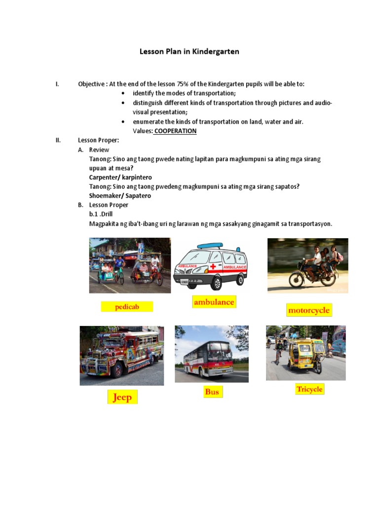 Lesson Plan in Kindergarten | PDF
