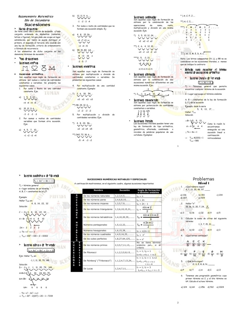 Sucesiones 2do Sec | PDF | Secuencia | Teoría de los números