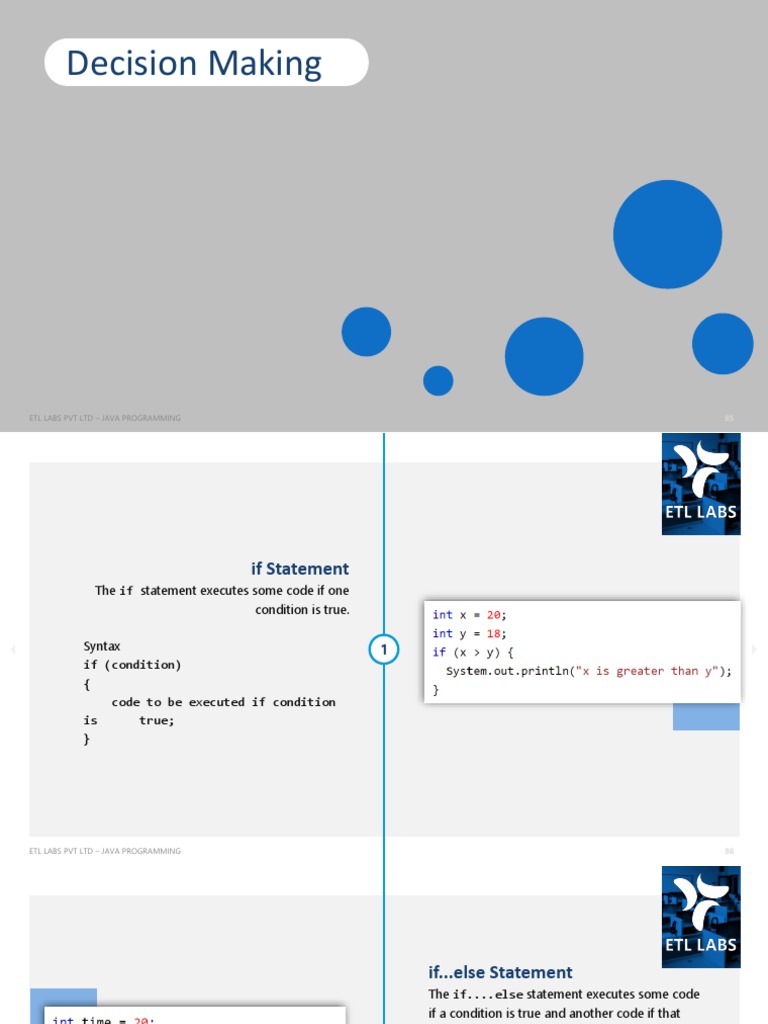 Decision Making: Etl Labs PVT LTD - Java Programming | PDF | Syntax ...