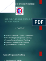 RV College of Engineering: Self Study: Squeeze Casting (Phase 2) By: Arpit Arora
