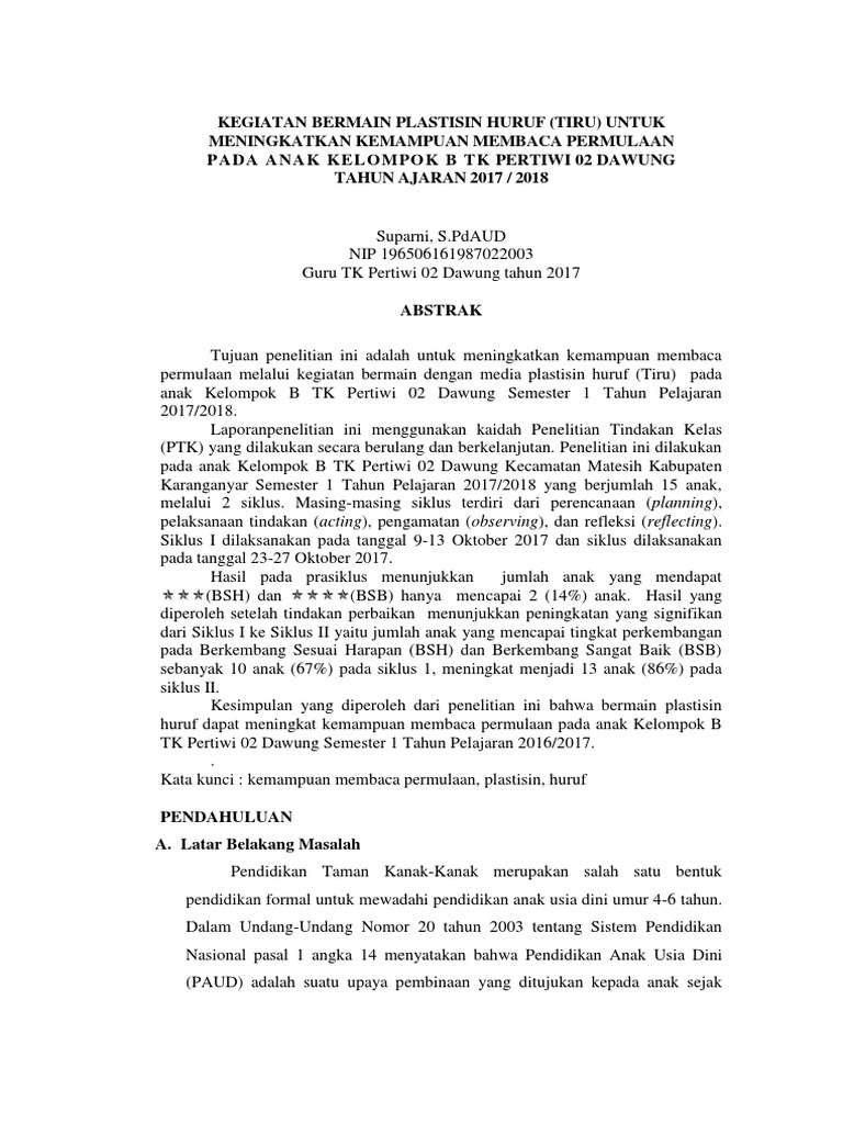 Jurnal Kemampuan Membaca Awal Pdf