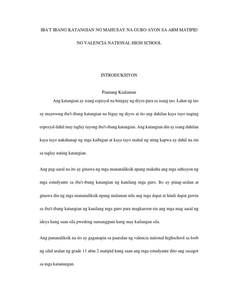 filipino research paper chapter 1