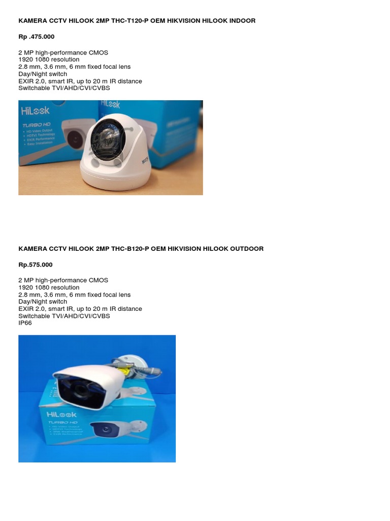 Hilook 2MP CCTV Cameras & DVR Specs | PDF | Power Supply | Digital ...
