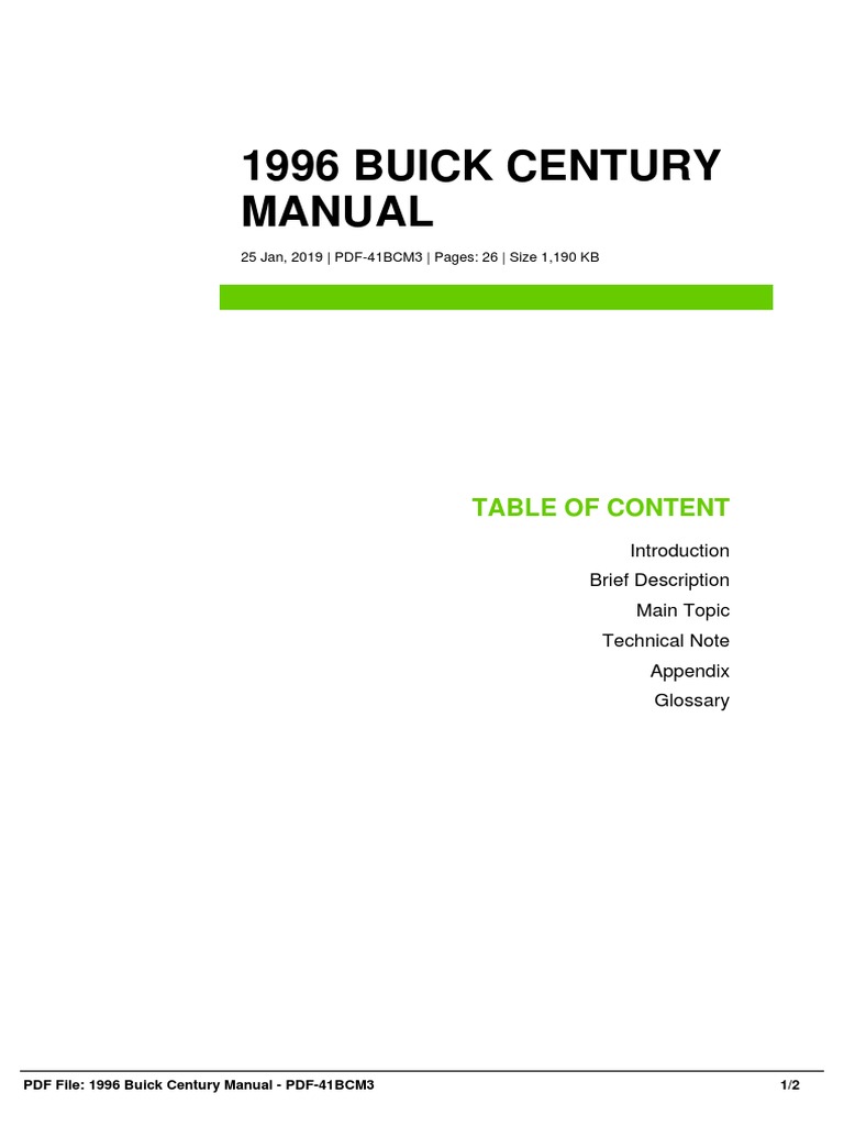2000 BUICK CENTURY MANUAL intelligence overview