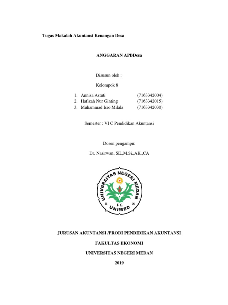 Tugas Makalah Akuntansi Keuangan Desa Docx