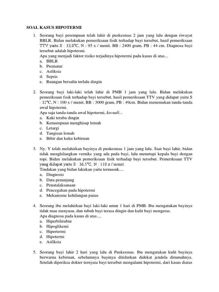 Soal Kasus Hipotermi