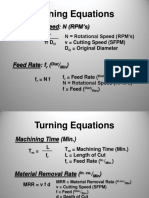 Turning Equations: Rotational Speed: N (RPM'S)