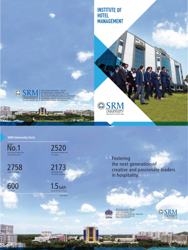 SRM Institute of Hotel Management Overview | PDF | Cafeteria | Hotel