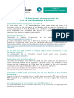 Questions Fréquemment Posées Au Sujet de La L2 de Mathématiques À Distance.