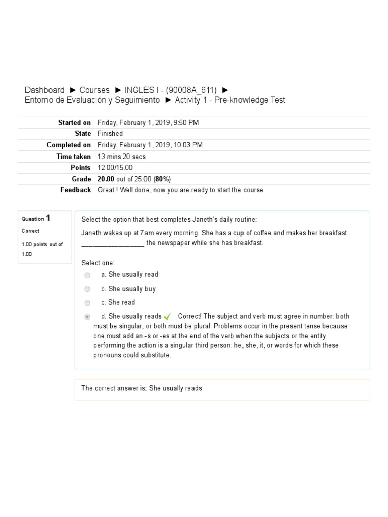 Activity 1 - Pre-Knowledge Test Ingles 1 | PDF | Sweater | Cognitive ...