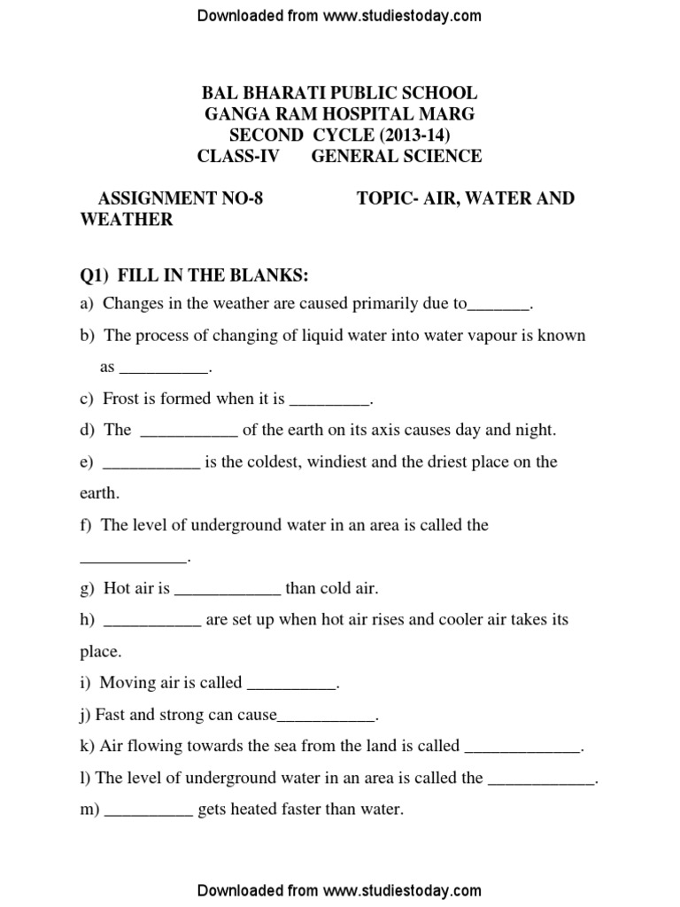 Cbse Class 4 Science Worksheet Pdf