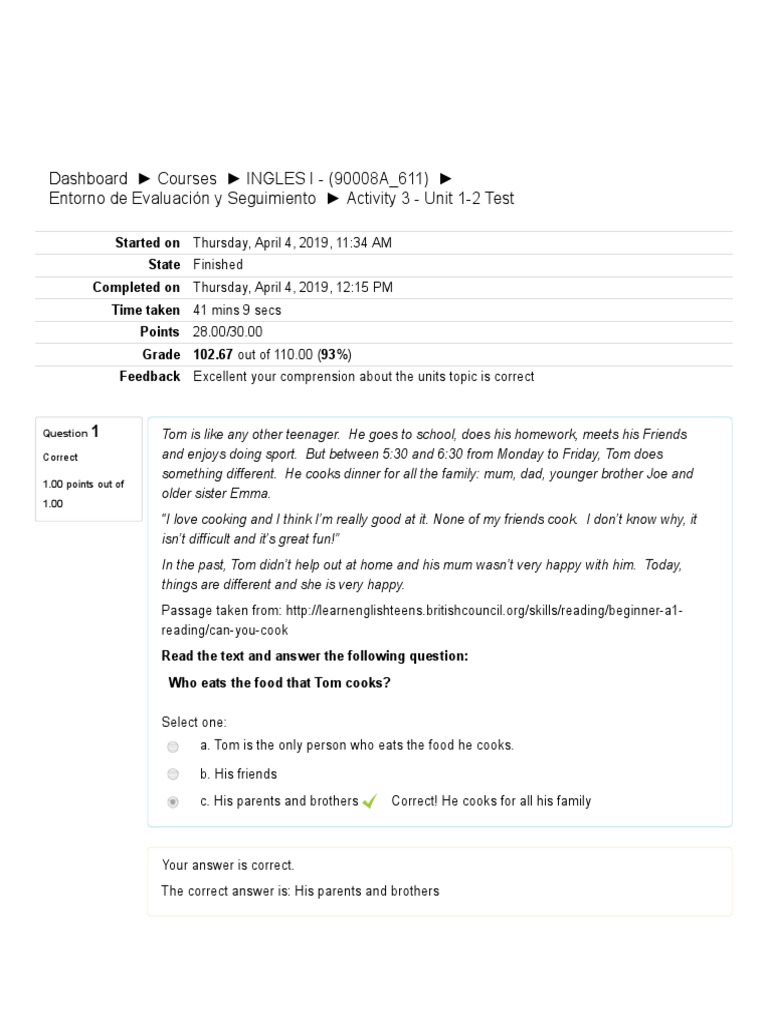 Activity 3 - Unit 1-2 Test | PDF | Question | Grammatical Number