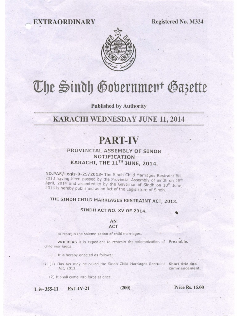 The Sindh Child Marriages Restraint Act 2013 PDF PDF