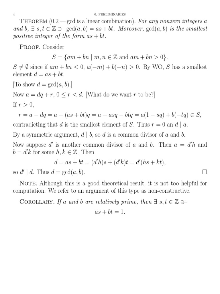 Proof GCD Linear Combination PDF