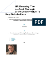 Beyond HR Knowing The Business-Be A Strategic Positioner To Deliver Value To Key Stakeholders