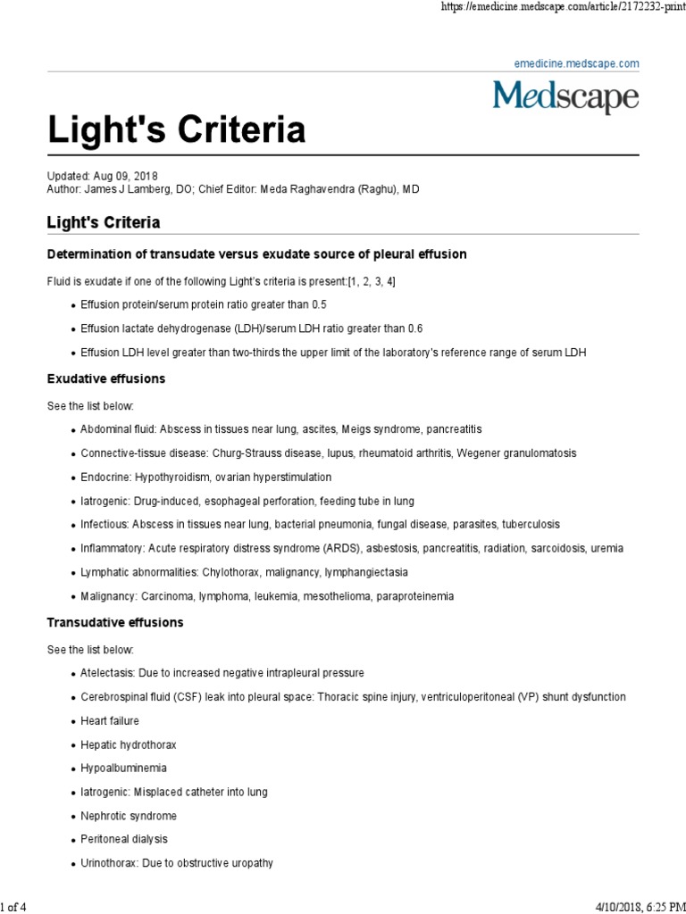 Light Criteria PDF Lactate Dehydrogenase Epidemiology
