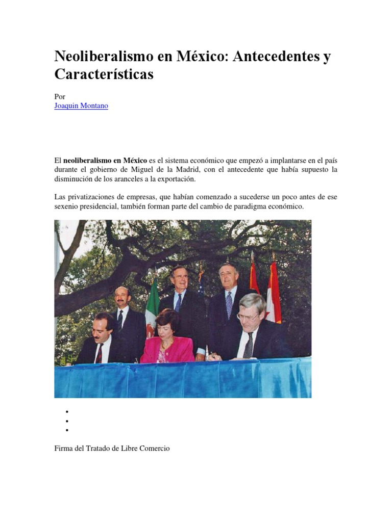 Neoliberalismo en México: Orígenes y Efectos | PDF | Neoliberalismo ...