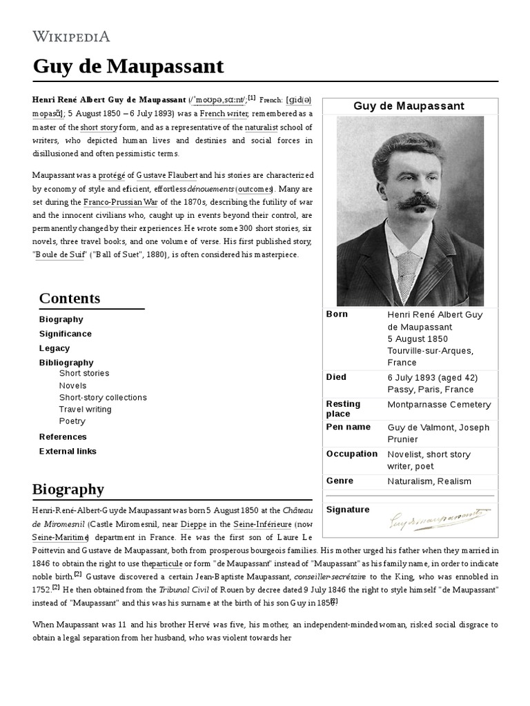 Guy De Maupassant Guy De Maupassant