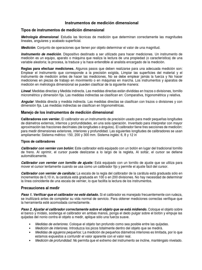 Instrumentos de Medición Dimensional | PDF | Medición | Metrología