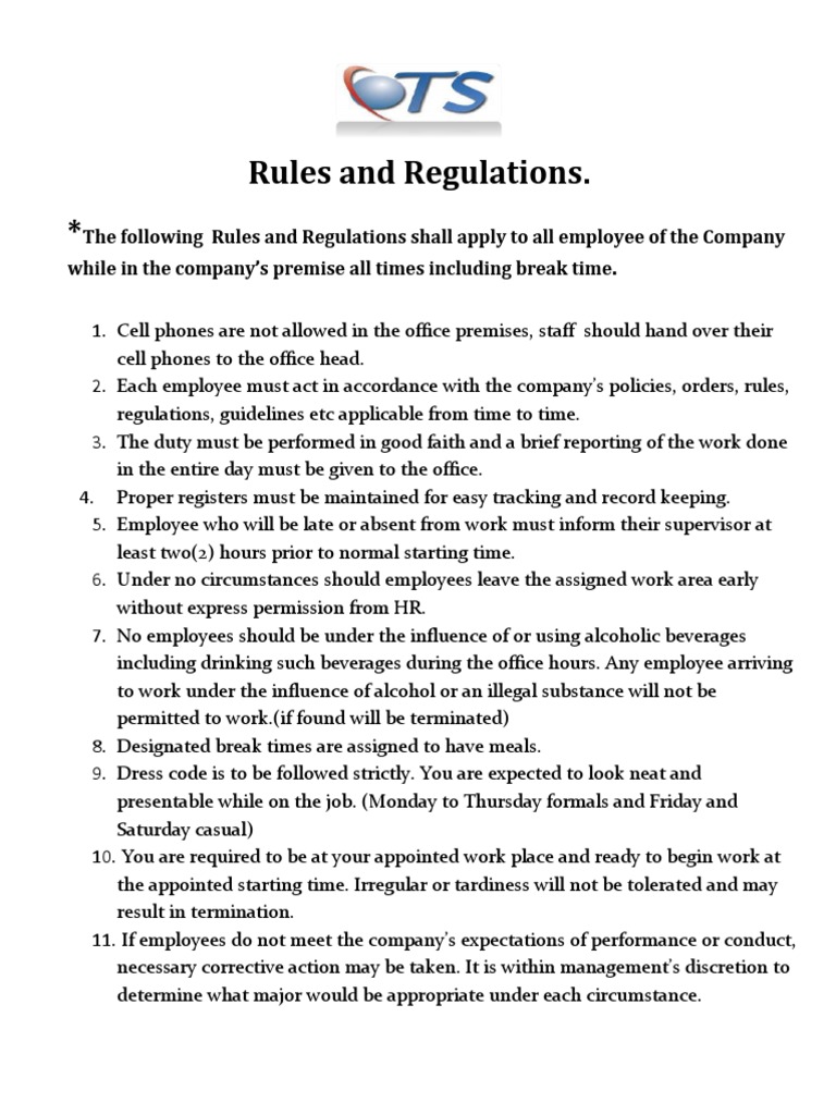 Rules and Regulations | PDF