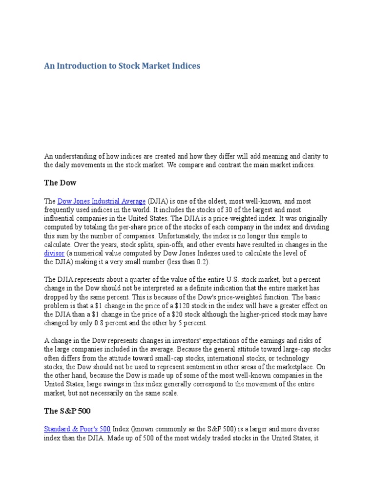Overview of Major U.S. Stock Indices | PDF | Stock Market Index | Dow ...