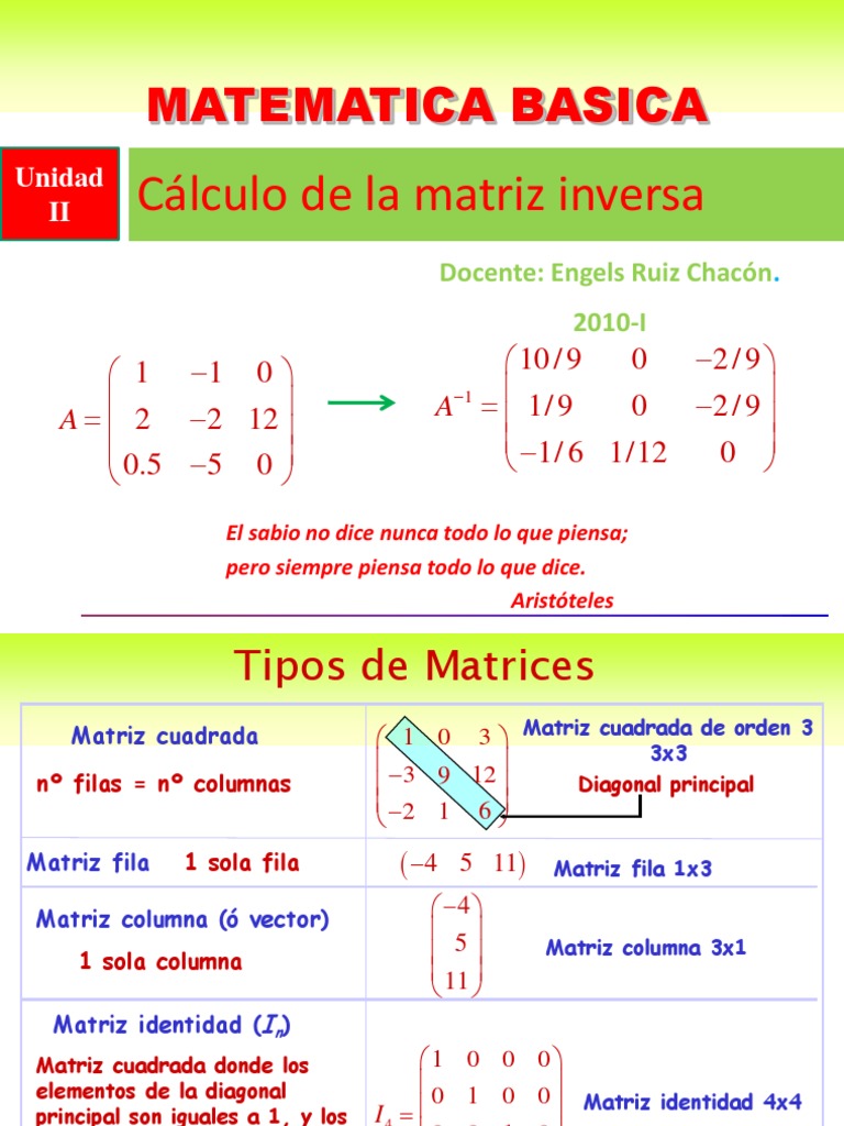 Resumen UNT Matrices Inversa | PDF | Matriz (Matemáticas) | Álgebra lineal