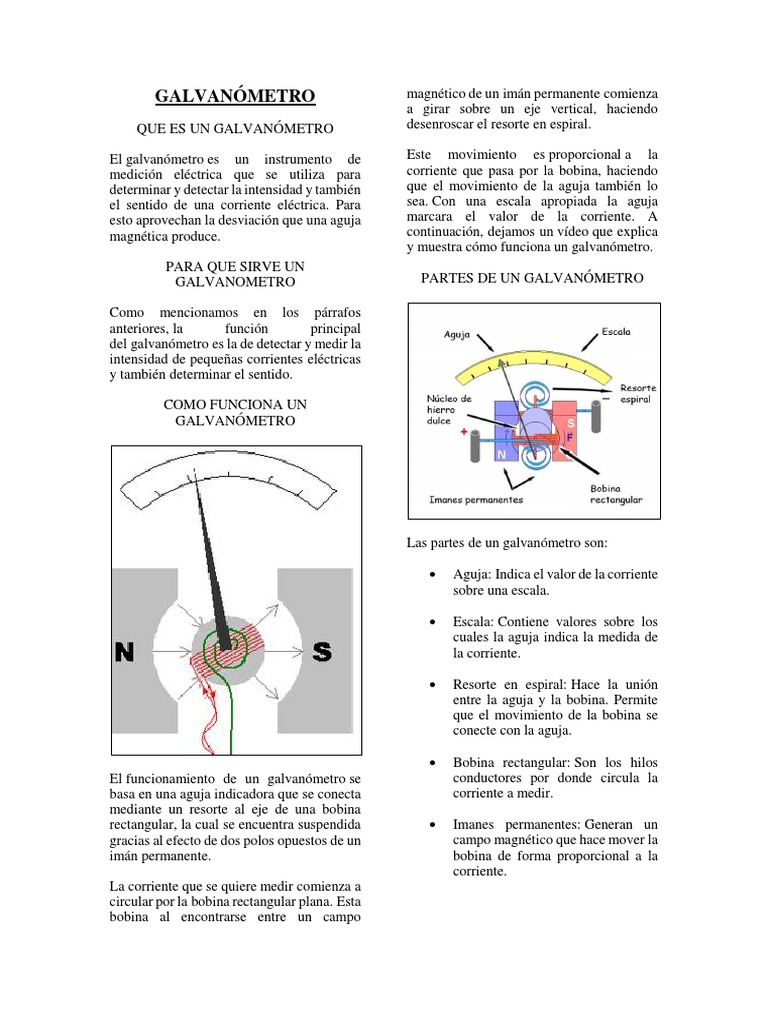GALVANÓMETRO | PDF | Electrodinámica | Corriente eléctrica