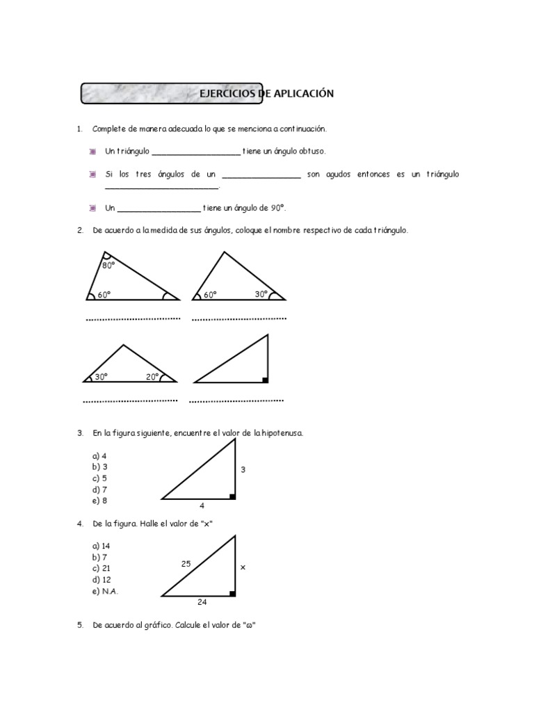Ejercicios de Triángulos para Sexto Grado | PDF | Triángulo | Objetos ...