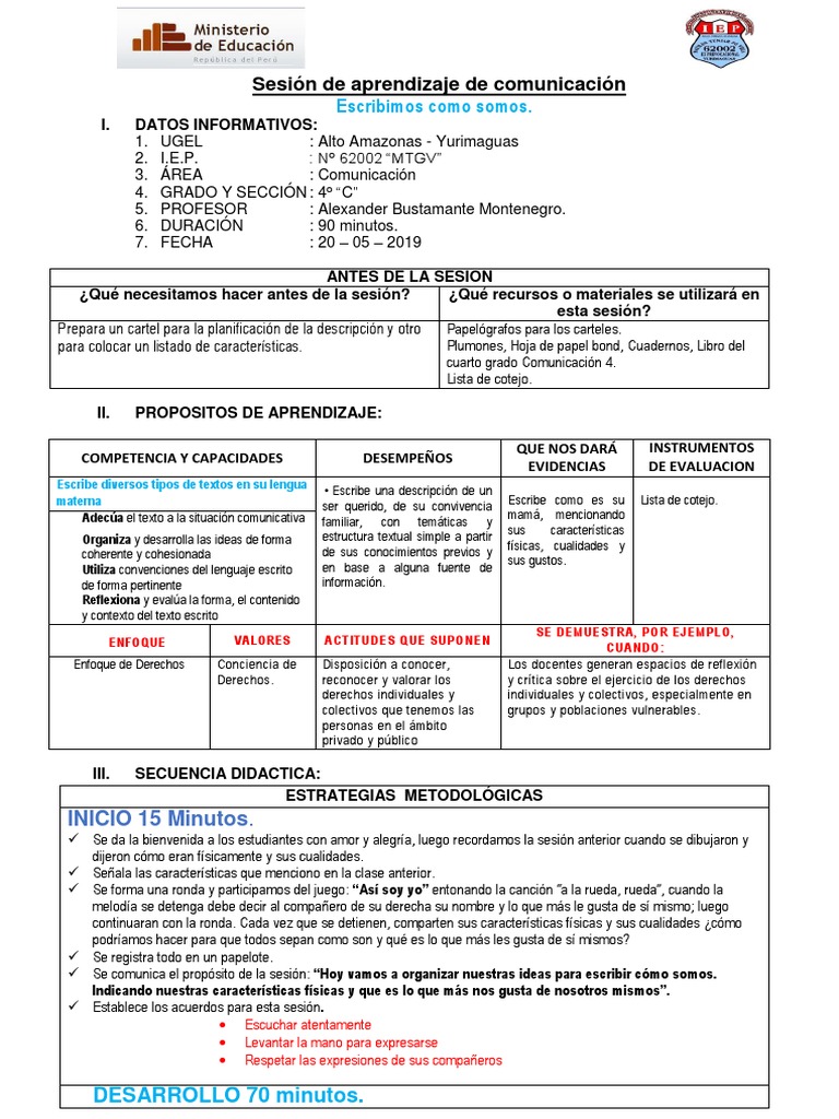 Escribimos Como Somos Descargar Gratis Pdf Planificación Aprendizaje