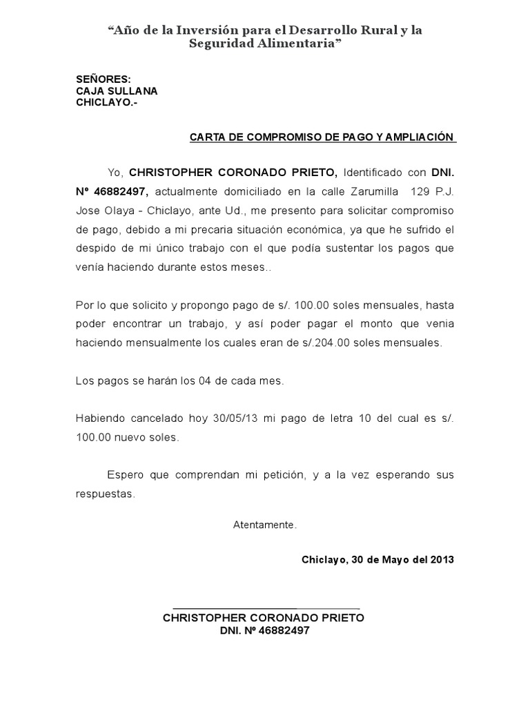 Carta de Compromiso de Pago