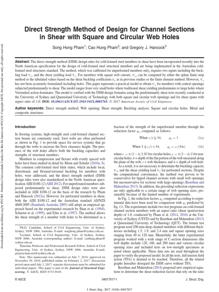 Direct Strength Method of Design For Channel Sections in Shear With ...