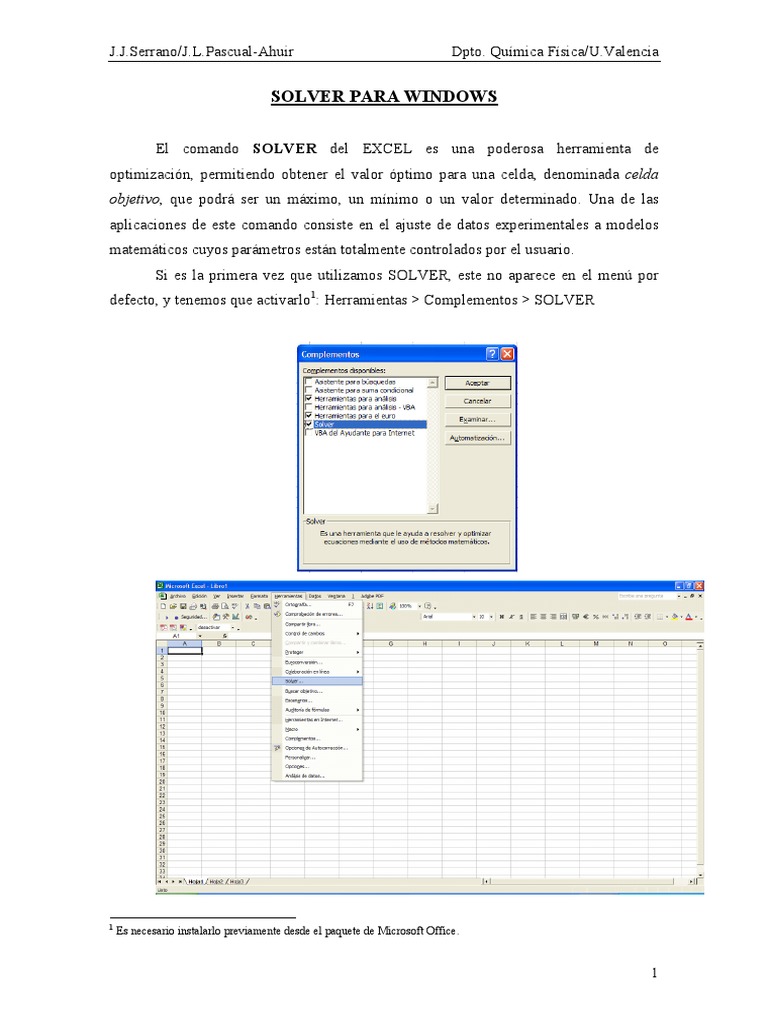 Solver Windows PDF | PDF | Función (Matemáticas) | Microsoft Excel