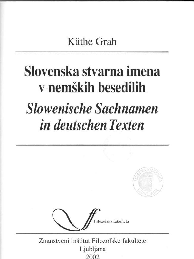 grah slovenska stvarna imena v nemskih
