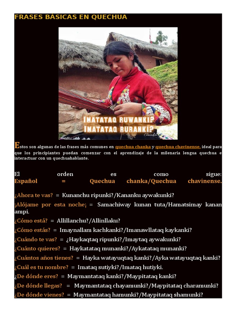 Frases Comunes en Quechua | PDF