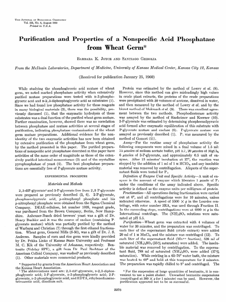 Purification and Properties of A Nonspecific Acid Phosphatase From