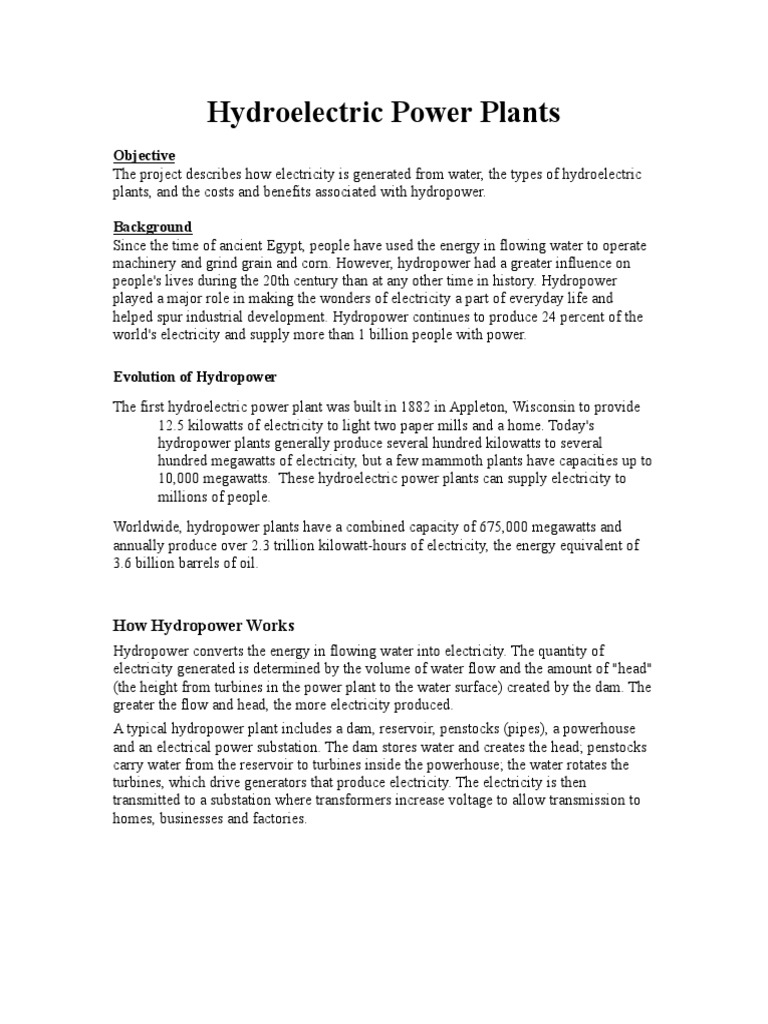 Hydroelectric Power Plant Overview | PDF | Hydroelectricity | Power Station