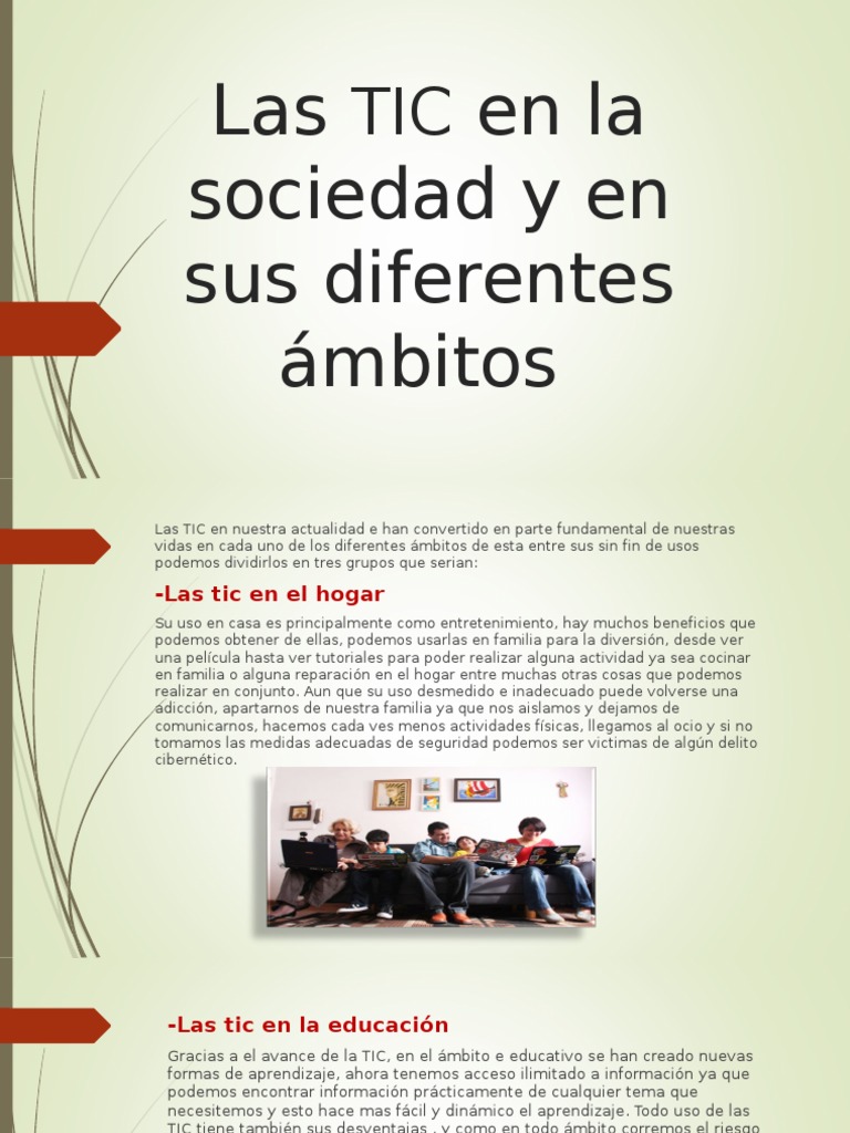 Las TIC en La Sociedad y en Sus Diferentes Ámbitos ...