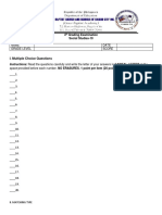 I. Multiple Choice Questions: Name Date Grade Level Score