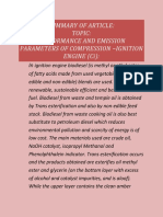 Summary of Article: Topic: Performance and Emission Parameters of Compression - Ignition ENGINE (Ci)