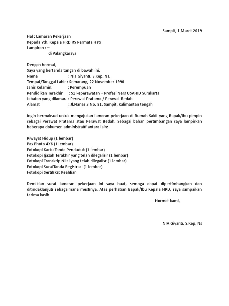 50 Contoh Surat Lamaran Kerja Wps Berbagi Resep
