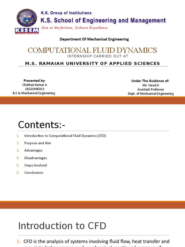CFD Internship Report at M.S. Ramaiah | PDF | Computational Fluid ...
