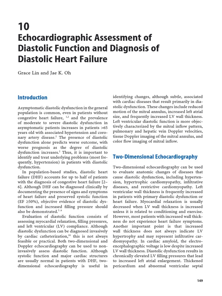 Echocardiographic Assessment of Diastolic Function and Diagnosis of ...