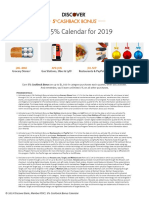 Discover 5% Cashback Calendar for 2019