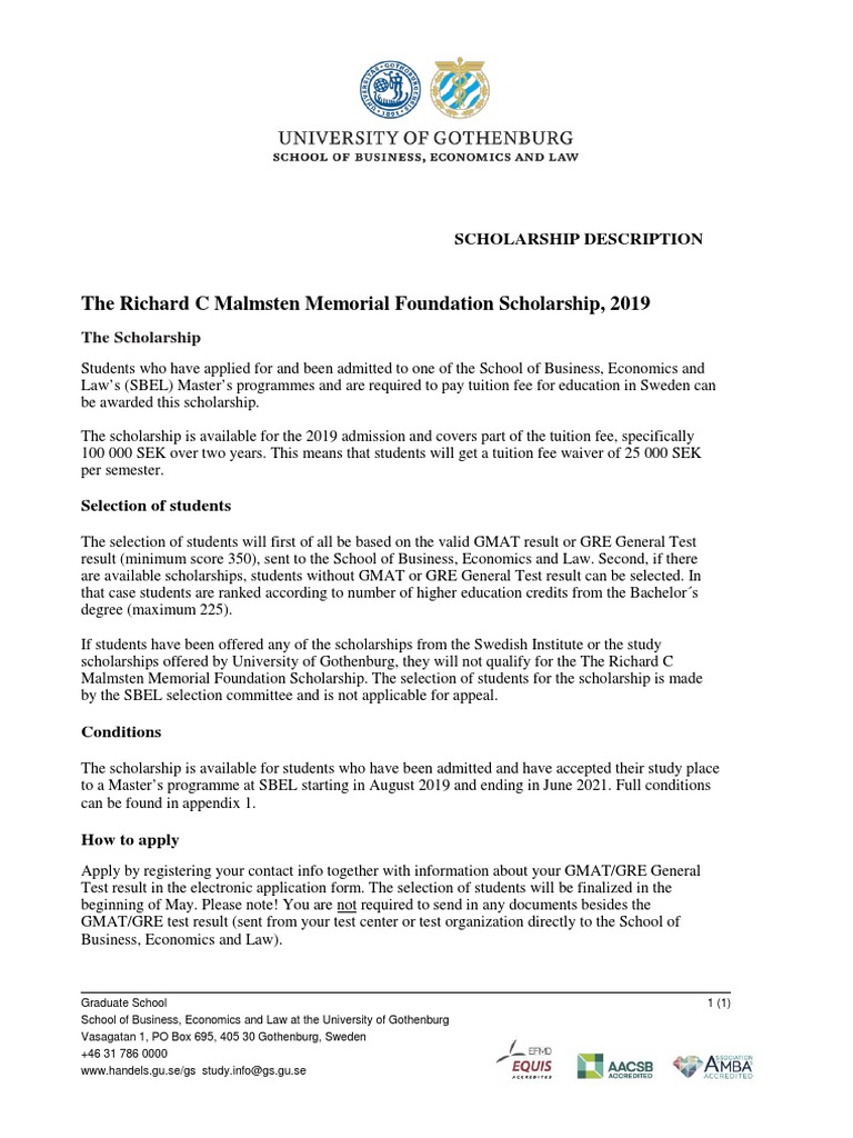 Malmsten-Scholarship Info 2019 | PDF | Business