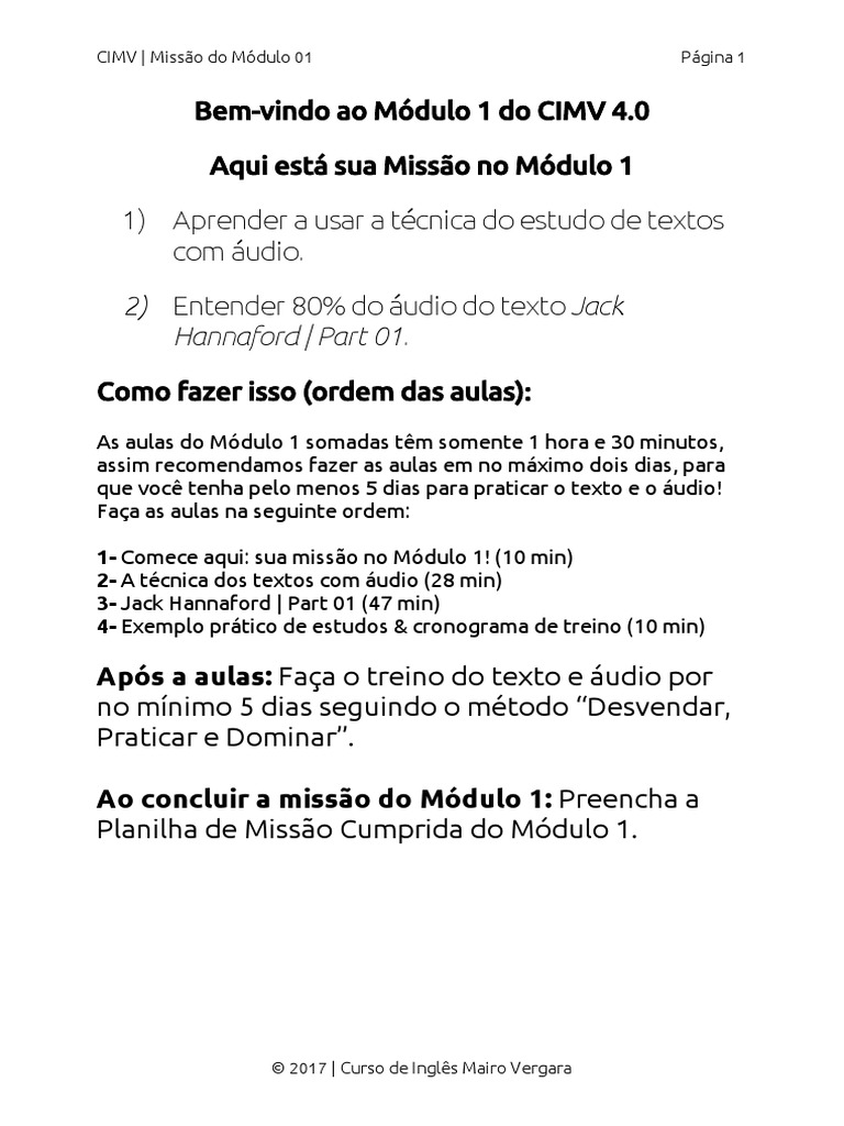 PDF Sua Missão No Módulo 1 PDF | PDF | Carreira e Crescimento | Artes ...